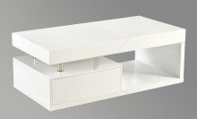 Couchtisch >2189< mit 2 Schubladen in Weiß Hochglanz, MDF - 120x43x60cm (BxHxT)