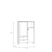 Highboard >Saitama < 2 Schubladen und Glastür, in Mauvella Eiche Dekor/ Secret grey  - 111,7x153,7x41,6cm (BxHxT)