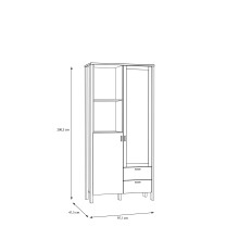 Vitrine >Saitama < mit 2 Schubladen und Türen, in Mauvella Eiche Dekor/ Secret grey - 96,7x201,7x41,6cm (BxHxT)