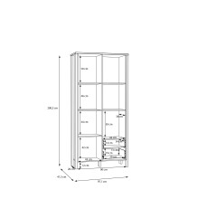 Vitrine >Saitama < mit 2 Schubladen und Türen, in Mauvella Eiche Dekor/ Secret grey - 96,7x201,7x41,6cm (BxHxT)