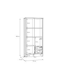 Vitrine >Saitama < mit 2 Schubladen und Türen, in Mauvella Eiche Dekor/ Secret grey - 96,7x201,7x41,6cm (BxHxT)