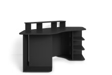 Gamingtisch >THANATOS< mit Regalaufsatz,Ablagen und Stauraum, in Schwarz 198 x 93,5 x 85 cm (BxHxT)