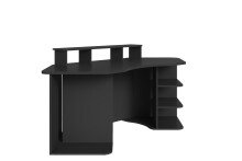 Gamingtisch >THANATOS< mit Regalaufsatz,Ablagen und Stauraum, in Schwarz 198 x 93,5 x 85 cm (BxHxT)