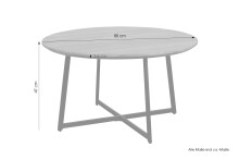 Couchtisch >ALINA< rund,  Akazie massiv, Gestell Metall schwarz - 80 x 47 x 80 cm (BxHxT)