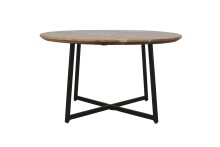 Couchtisch >ALINA< rund,  Akazie massiv, Gestell Metall schwarz - 80 x 47 x 80 cm (BxHxT)