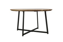 Couchtisch >ALINA< rund,  Akazie massiv, Gestell Metall schwarz - 80 x 47 x 80 cm (BxHxT)