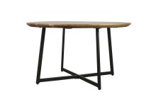 Couchtisch >ALINA< rund,  Akazie massiv, Gestell Metall schwarz - 80 x 47 x 80 cm (BxHxT)