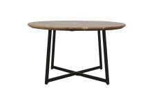 Couchtisch >ALINA< rund,  Akazie massiv, Gestell Metall schwarz - 80 x 47 x 80 cm (BxHxT)