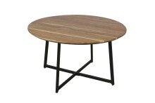 Couchtisch >ALINA< rund,  Akazie massiv, Gestell Metall schwarz - 80 x 47 x 80 cm (BxHxT)