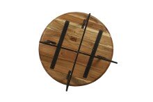 Couchtisch >ALINA< rund,  Akazie massiv, Gestell Metall schwarz - 80 x 47 x 80 cm (BxHxT)