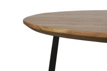 Couchtisch >ALINA< rund,  Akazie massiv, Gestell Metall schwarz - 80 x 47 x 80 cm (BxHxT)