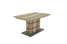 Säulen-Esstisch >BEA< mit Auzug in Eiche-Optik/Anthrazit 140-190 x 75 x 86 cm (BxHxT)