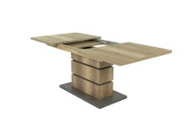 Säulen-Esstisch >BEA< mit Auzug in Eiche-Optik/Anthrazit 140-190 x 75 x 86 cm (BxHxT)