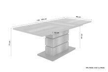 Säulen-Esstisch >BEA< mit Auzug in Eiche-Optik/Anthrazit 140-190 x 75 x 86 cm (BxHxT)