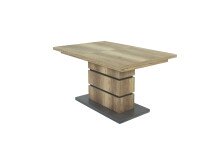 Säulen-Esstisch >BEA< mit Auzug in Eiche-Optik/Anthrazit 140-190 x 75 x 86 cm (BxHxT)