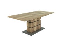 Säulen-Esstisch >BEA< mit Auzug in Eiche-Optik/Anthrazit 140-190 x 75 x 86 cm (BxHxT)