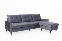 Ecksofa >ATLANTA< rechts/links stellabr, in dunkelgrau aus Samtstoff 218 x 78,5 x 144 cm (BxHxT)
