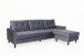 Ecksofa >ATLANTA< rechts/links stellabr, in dunkelgrau aus Samtstoff 218 x 78,5 x 144 cm (BxHxT)