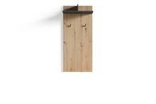Garderobenpaneel >BEN< mit Ablage und 2 Haken, in Eiche-Optik 60 x 136 x 27 cm (BxHxT)