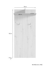 Garderobenpaneel >BEN< mit Ablage und 2 Haken, in Eiche-Optik 60 x 136 x 27 cm (BxHxT)