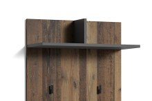 Garderobenpaneel >BEN< mit Ablage und 2 Haken, in Old-Wood-Optik 60 x 136 x 27 cm (BxHxT)