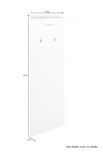Garderobenpaneel >JAKOB< mit Ablage und 2 Haken, in Weiß 48 x 140 x 28 cm (BxHxT)