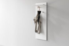 Garderobenpaneel >JAKOB< mit Ablage und 2 Haken, in Weiß 48 x 140 x 28 cm (BxHxT)