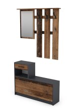 Garderoben-Set >TAMINA< 2-teilig in Old-Wood-Optik 97 x 190 x 25 cm (BxHxT)