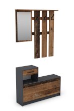Garderoben-Set >TAMINA< 2-teilig in Old-Wood-Optik 97 x 190 x 25 cm (BxHxT)