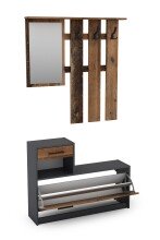 Garderoben-Set >TAMINA< 2-teilig in Old-Wood-Optik 97 x 190 x 25 cm (BxHxT)