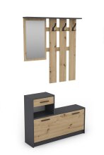 Garderoben-Set >TAMINA< 2-teilig in Eiche-Optik /...