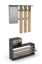 Garderoben-Set >TAMINA< 2-teilig in Eiche-Optik / Anthrazit - 97 x 190 x 25 cm (BxHxT)