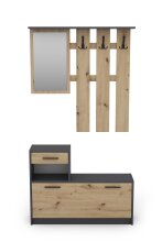 Garderoben-Set >TAMINA< 2-teilig in Eiche-Optik / Anthrazit - 97 x 190 x 25 cm (BxHxT)