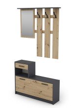 Garderoben-Set >TAMINA< 2-teilig in Eiche-Optik / Anthrazit - 97 x 190 x 25 cm (BxHxT)