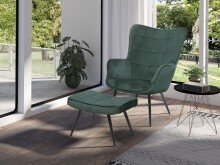 Sitzhocker >UTA< in Dunkelgrün aus Samtstoff 60 x 39 x 41 cm (BxHxT)