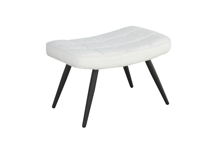 Sitzhocker >UTA< in Off White aus Bouclé-Stoff 60 x 39 x 41 cm (BxHxT)