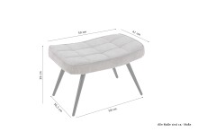 Sitzhocker >UTA< in Off White aus Bouclé-Stoff 60 x 39 x 41 cm (BxHxT)