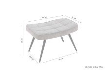 Sitzhocker >UTA< in Off White aus Bouclé-Stoff 60 x 39 x 41 cm (BxHxT)