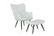 Sitzhocker >UTA< in Off White aus Bouclé-Stoff 60 x 39 x 41 cm (BxHxT)