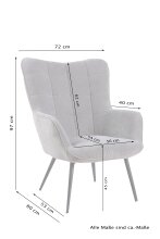 Sessel >UTA< in Dunkelgrau aus Webstoff 72 x 97 x 80 cm (BxHxT)