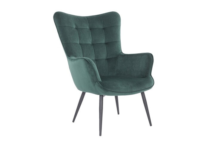 Sessel >UTA< in Dunkelgrün aus Samtstoff 72 x 97 x 80 cm (BxHxT)