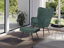 Sessel >UTA< in Dunkelgrün aus Samtstoff 72 x 97 x 80 cm (BxHxT)