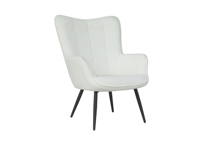 Sessel >UTA< in Off White aus Bouclé-Stoff 72 x 97 x 80 cm (BxHxT)