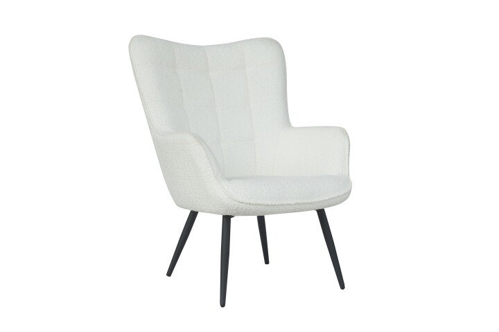 Sessel >UTA< in Off White aus Bouclé-Stoff 72 x 97 x 80 cm (BxHxT)