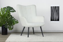 Sessel >UTA< in Off White aus Bouclé-Stoff 72 x 97 x 80 cm (BxHxT)