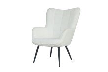 Sessel >UTA< in Off White aus Bouclé-Stoff 72 x 97 x 80 cm (BxHxT)
