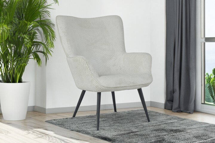 Sessel >UTA< in Off White aus Grob-Cord 72 x 97 x 80 cm (BxHxT)