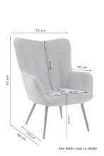 Sessel >UTA< in Off White aus Grob-Cord 72 x 97 x 80 cm (BxHxT)