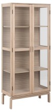 Glasvitrine >Linley< mit 2 Türen, in Eiche weiss, MDF - 80x180x40cm (BxHxT)