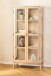 Glasvitrine >Linley< mit 2 Türen, in Eiche weiss, MDF - 80x180x40cm (BxHxT)